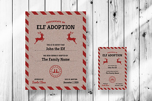 Vintage Elf Adoption Certificates, a Card Template by P.F. Creative Lab