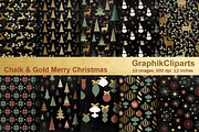 Chalk & Gold Merry Christmas Papers, a Texture Graphic by Chus Moreno Studio (Thumbnail 1 of 6)