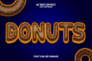 Illustration Donuts 3D Text Effect