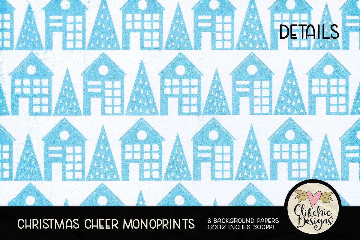 Christmas Cheer Monoprint Background, a Texture Graphic by Clikchic Designs (Photo 4 of 5)