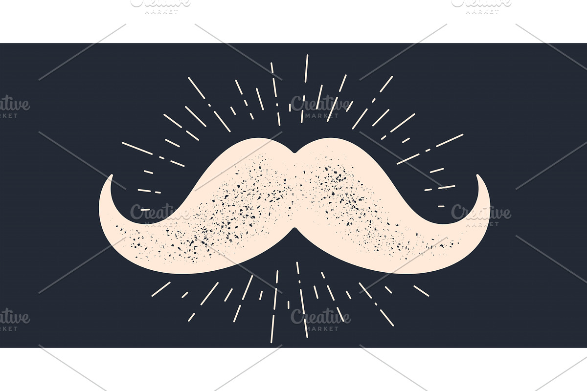 Mustache and vintage sun rays, an Object Illustration by Foxys Graphic