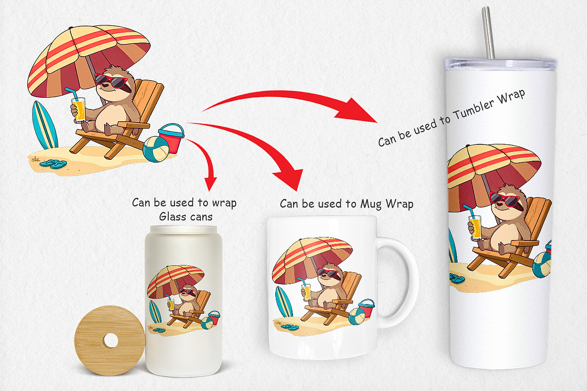 Summer Sloth Clipart, a Graphic by Artnoy (Photo 4 of 5)