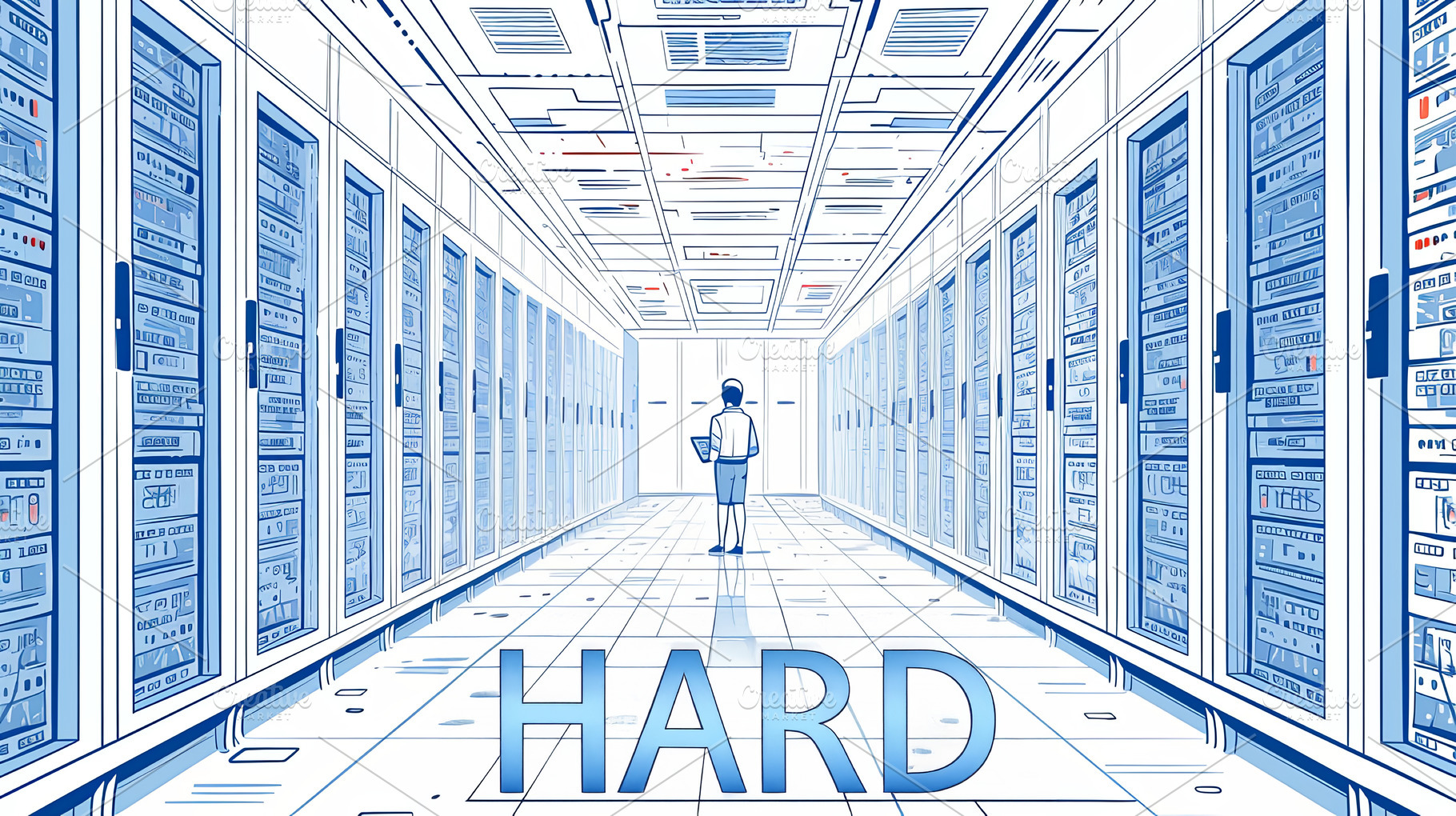 Data center technician inspecting server systems in professional IT environment, a Photo by AS photostudio