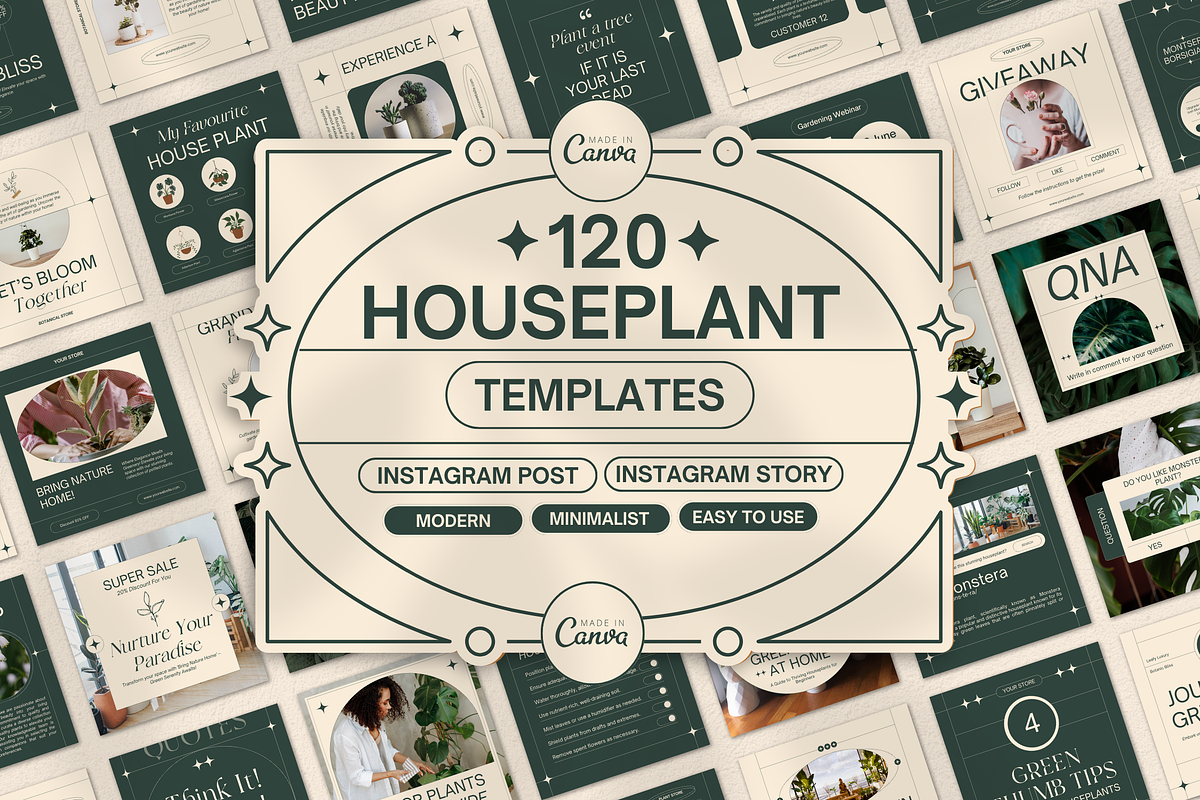 120 Houseplant Instagram Template, a Social Media Template by Branding Victory STD (Photo 1 of 10)