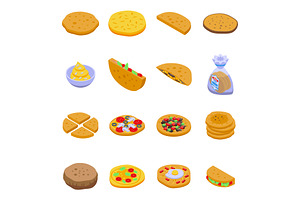 Pita Bread Icons Set