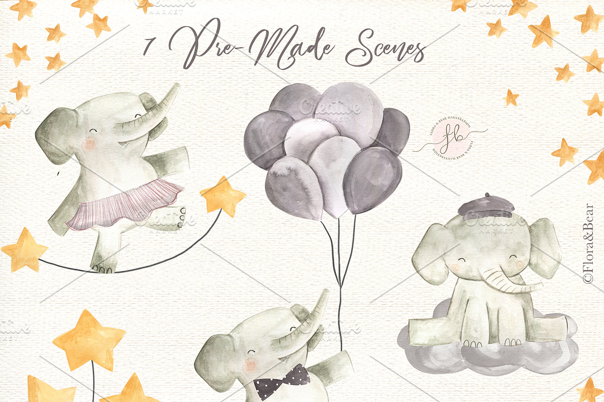 Baby Elephants, an Animal Illustration by Flora+Bear (Photo 2 of 6)