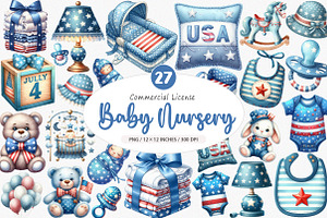 4th of July Blue Baby Nursery PNG, an Illustration by SinaCreation