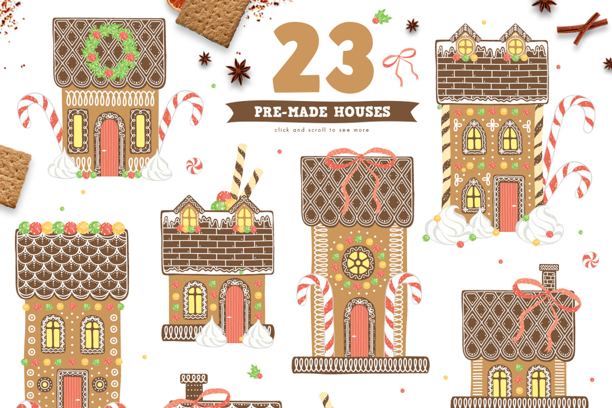 Christmas Gingerbread House Creator, a Decorative Illustration by Euonia Meraki (Photo 4 of 13)