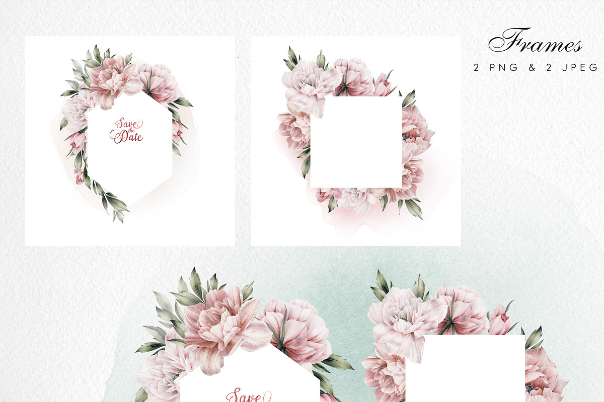 WATERCOLOR BUNDLE Peonies & Roses, an Illustration by ollalya (Photo 30 of 101)