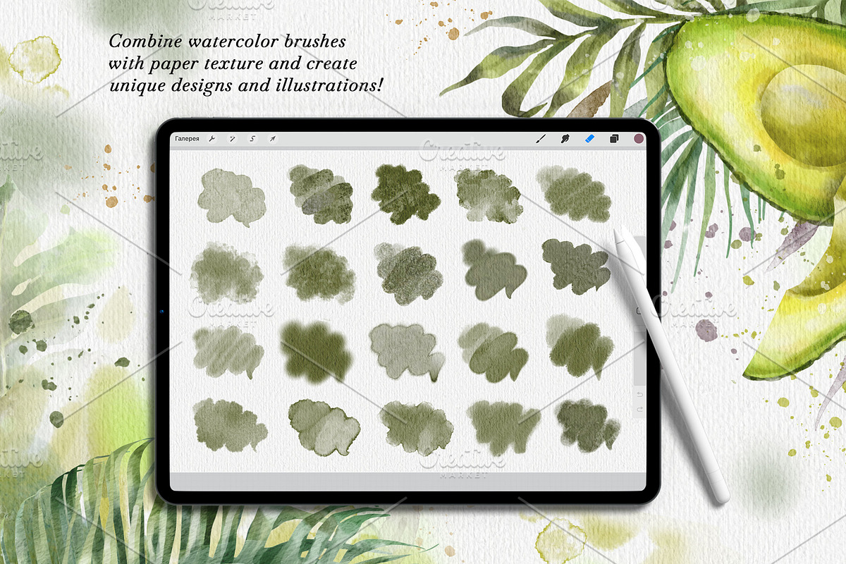 Watercolor Procreate Brushes., a Brush Add-On by VetaDesign (Photo 6 of 7)
