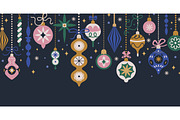 Christmas baubles banner background, a Decorative Illustration by Good Studio (Thumbnail 2 of 3)