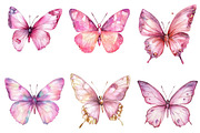Pink Watercolor Butterflies Clipart, an Illustration by SinaCreation (Thumbnail 3 of 5)