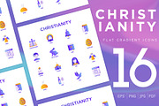 Christianity | 16 Flat Gradient Icon, an Outline Icon by Alex Blogoodf (Thumbnail 1 of 11)