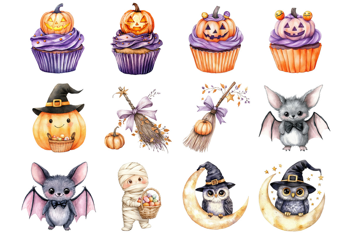 Cute Halloween Watercolor, a Seasonal Illustration by CitraGraphics (Photo 2 of 5)