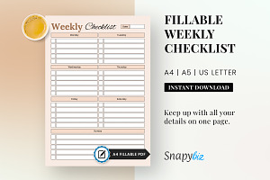 Weekly Checklist Printable PDF