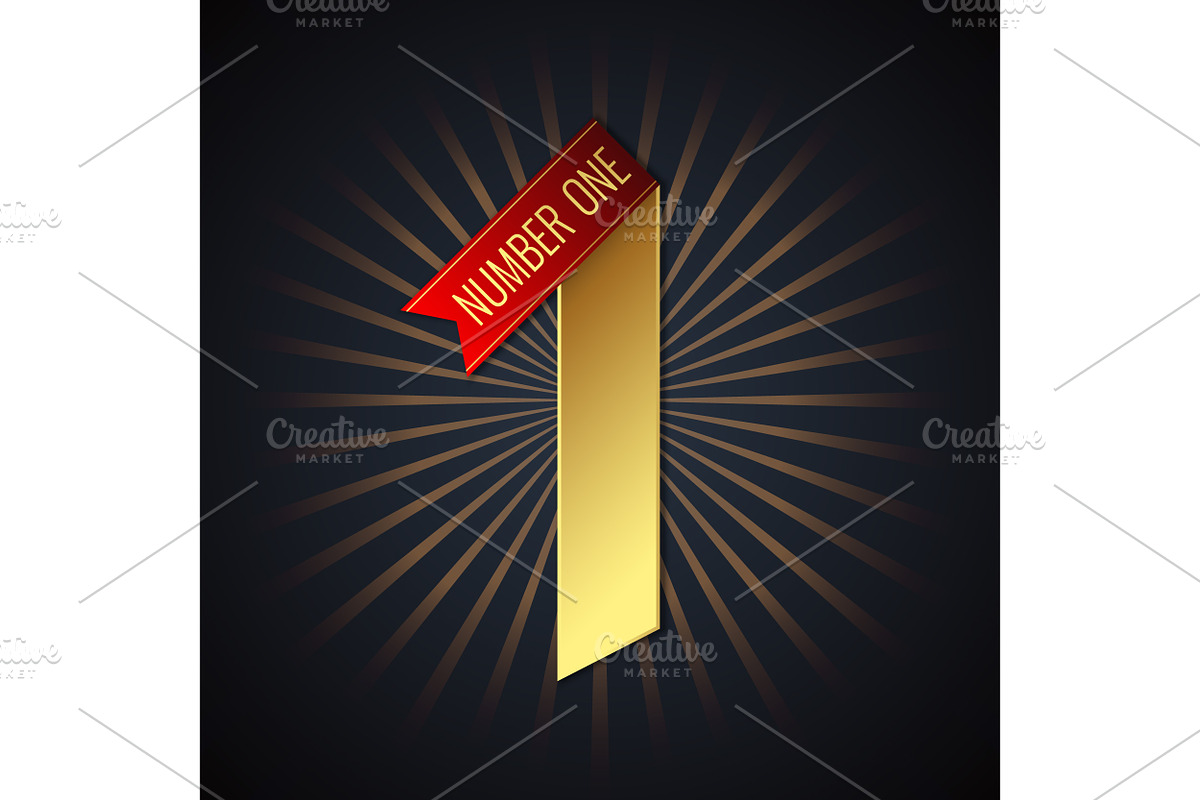 Golden Number One Award with Ribbon, a Decorative Illustration by PsychocheArt (Photo 1 of 3)