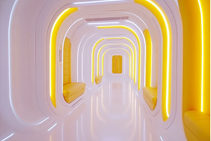 Illuminated Futuristic Tunnel, an Architecture Photo by Lermont51