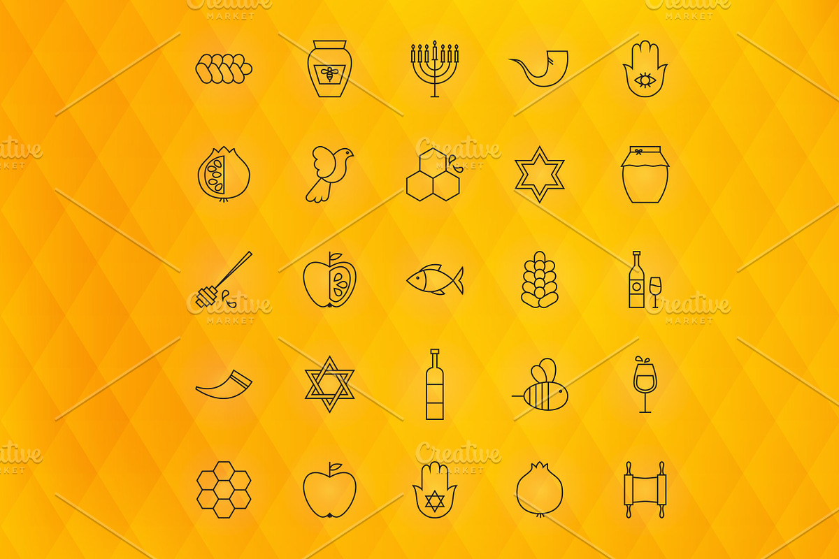 Rosh Hashanah Line Art Icons, an Outline Icon by Anna_leni (Photo 4 of 6)