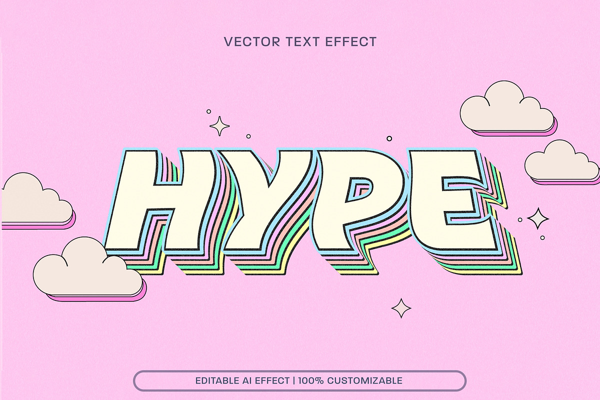Retro Pastel Text Effect Rainbow, a Layer Style Add-On by wavebreak