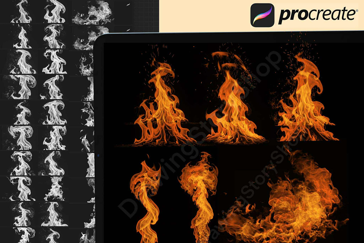 220+ Procreate Smoke & Fire Brushes, a Brush Add-On by DrawingStoryShop (Photo 6 of 7)