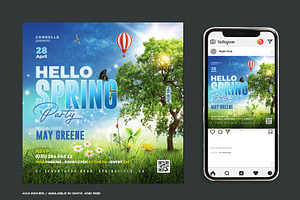 Spring Party Flyer, a Flyer Template by Corrella Design