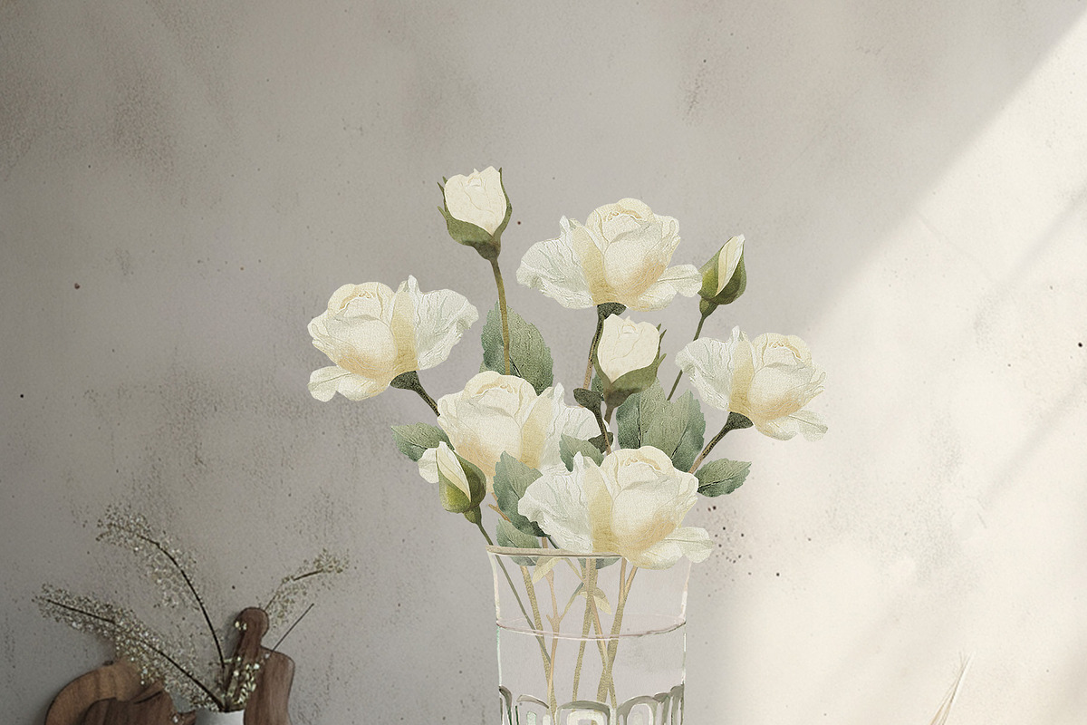 Delicate Flowers & Glass Vases Set, a Decorative Illustration by Sunshine Art (Photo 4 of 13)
