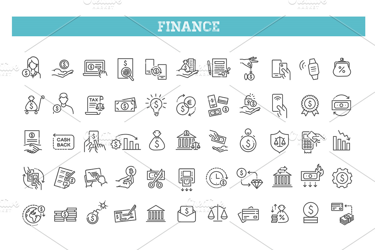 Finance Line Icons Set, an Outline Icon by Tettygreen (Photo 1 of 3)