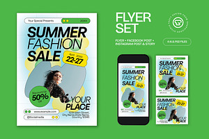 White Blue Bold Summer Fashion Sale, a Flyer Template by graphicook