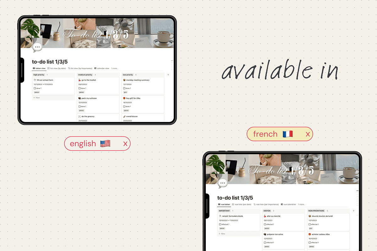 To-do list 1/3/5 - Notion template, an App Template by Iasan Design (Photo 6 of 7)