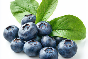 Fresh Blueberries with Green Leaves, a Food & Drink Photo by Pixeness Studio