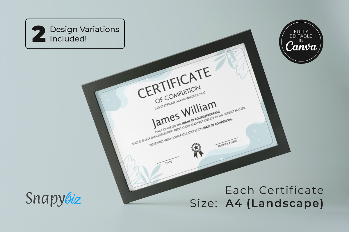 Certificate of Completion Template, a Print Template by Snapybiz (Photo 6 of 20)