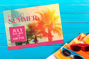 Bright Summer Beach Party Invite