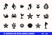 32 Mermaid and Ocean Animals Svg, an Animal Illustration by BoudaTemplate (Thumbnail 1 of 2)