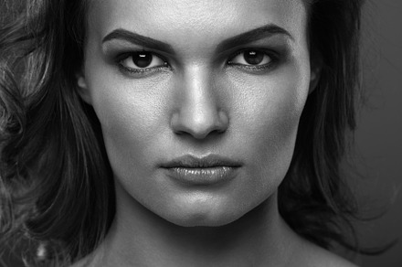 Close up portrait of beautiful brunette woman
