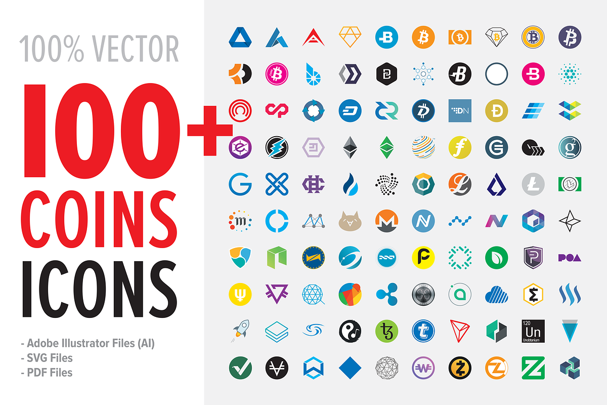 Cryptocurrency 100+ Icons Collection, an Icon by BULENT YUKSEL