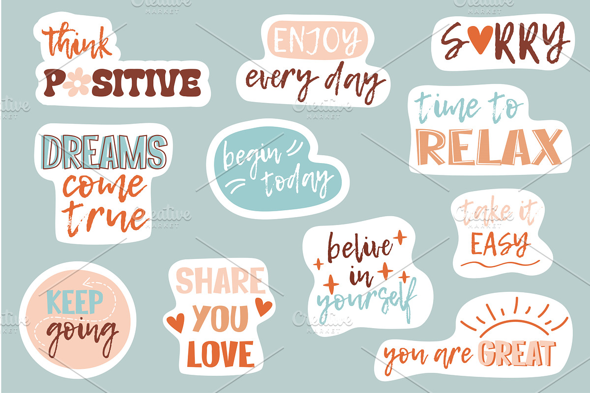 Set of stickers Motivational patches, an Object Illustration by Dessign Sells