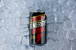 Drink Can in Ice Cubes Mockup
