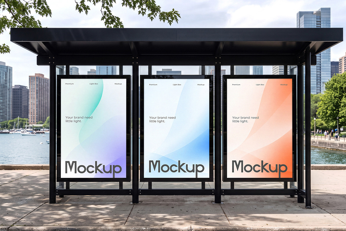 Bus Shelter Lightbox Poster Mockup, an Advertising Mockup by graphypix (Photo 1 of 4)