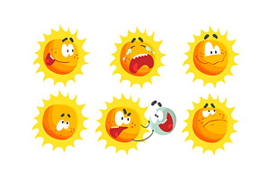 Cartoon Sun Expressing Different, an Object Illustration by TopVectors