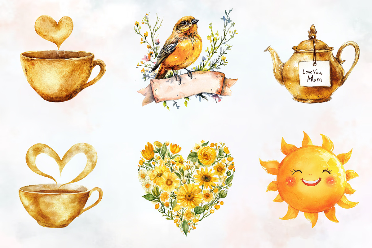 Sunny Yellow Mother's Day Cliparts, an Illustration by RobertsArt (Photo 5 of 7)