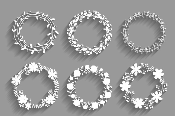 White Vector Wreaths With Shadows