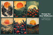 Orange Sun Over Wildflowers, a Decorative Illustration by Housui Patterns (Thumbnail 4 of 8)