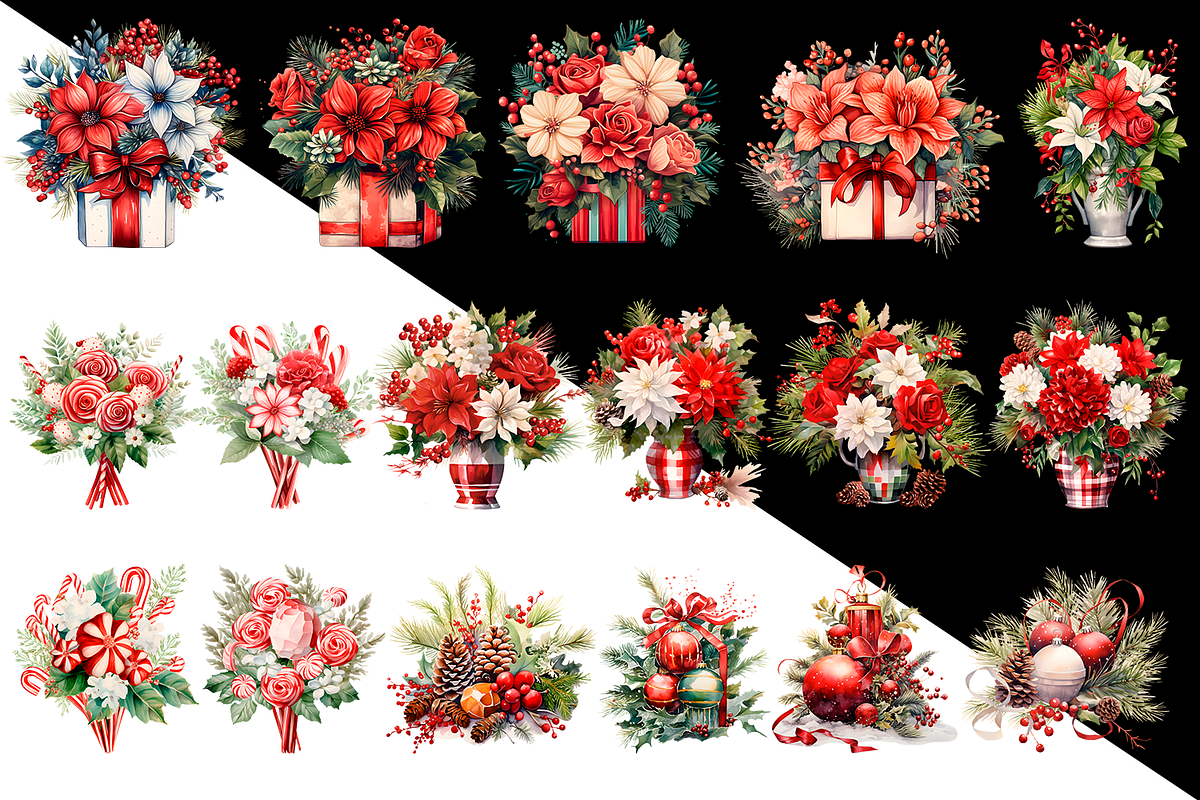 Watercolor Christmas Flowers, a Decorative Illustration by ElenazlataArt (Photo 2 of 5)