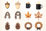 Beige & Black Autumn Clipart, an Illustration by CrexoraLab (Thumbnail 3 of 5)