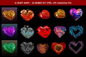 The 3D Heart Render Mega Bundle, a Decorative Illustration by Irmak Akçadoğan