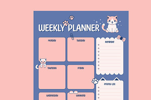 Cute Cat Weekly Daily Planner