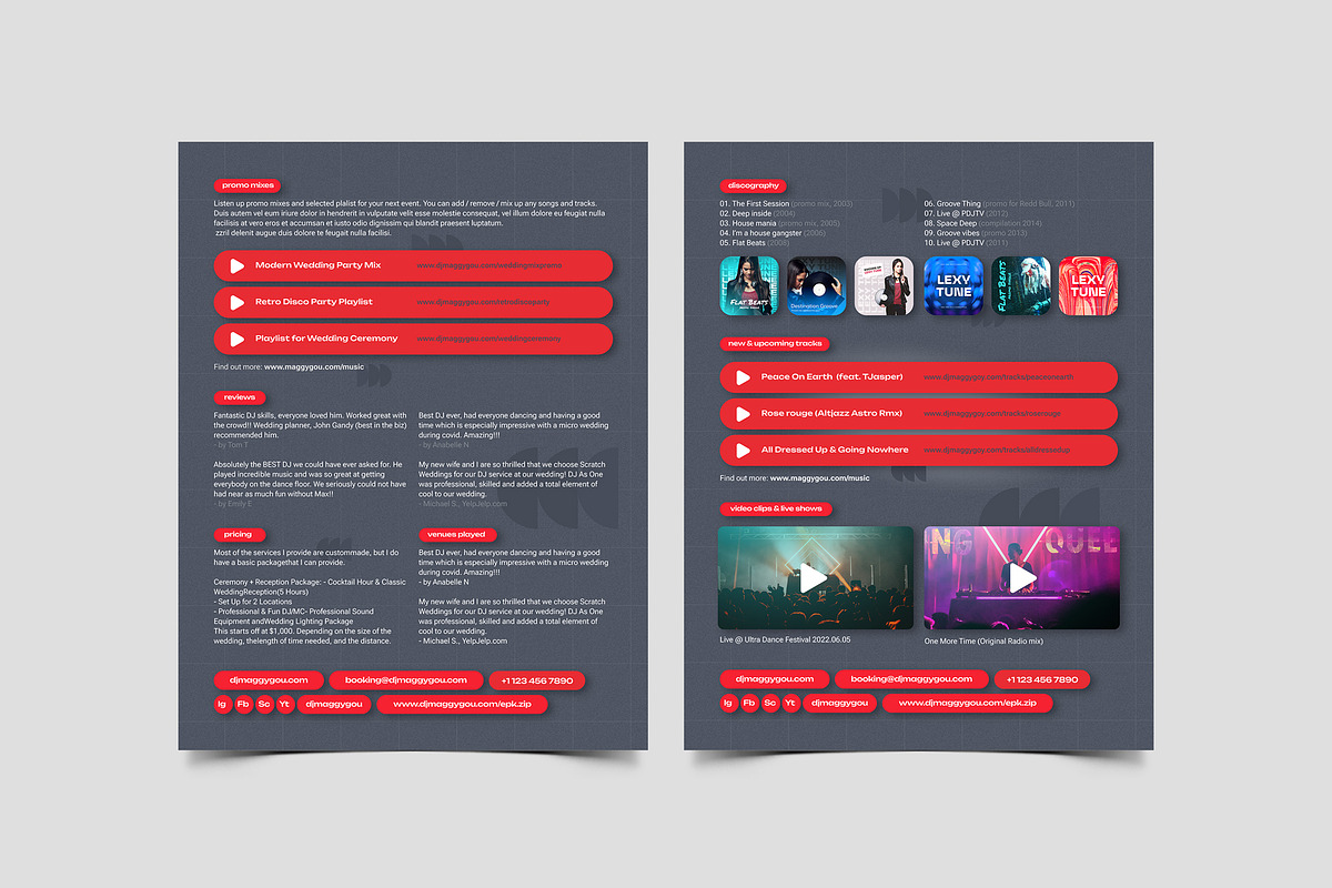 DJ Press Kit & Resume Template / EPK, a Resume Template by vinyljunkie (Photo 3 of 5)