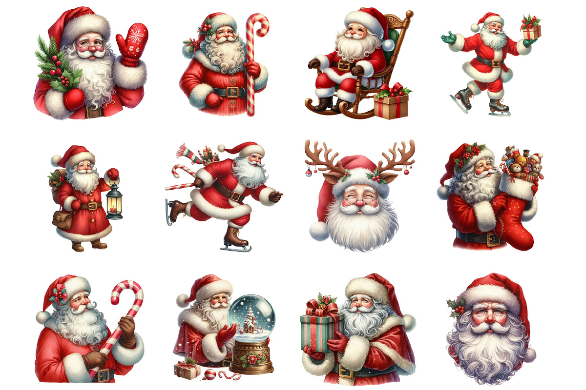 Vintage Santa Claus Retro Christmas, an Illustration by Design Market (Photo 2 of 3)
