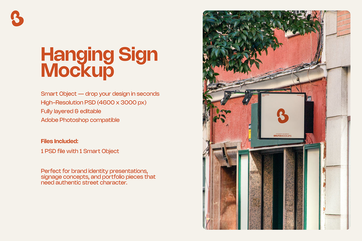 Hanging Sign Mockup PSD, an Advertising Mockup by Bruto Mockups (Photo 2 of 3)