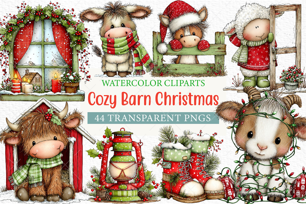 Cozy Barn Christmas Clipart Png, an Illustration by Craft Nest (Photo 1 of 6)